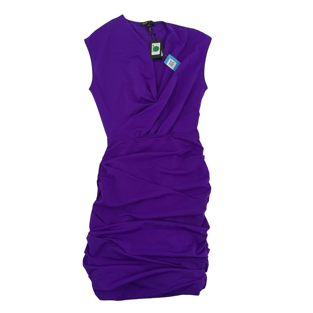 Maje Women's Dress Ruched Mini Violet Polyamide Size 36